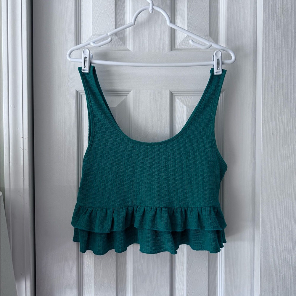 Shein Green 2-Piece Matching Ruffle Short / Top Set - Picture 3 of 6